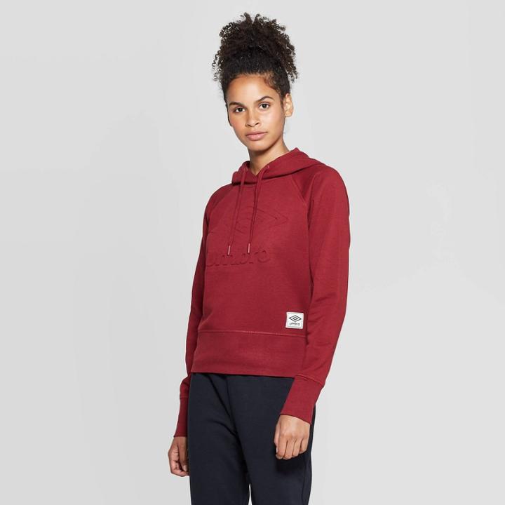 Umbro Women's Cropped Logo Hoodie - Maroon L, Women's, Size: