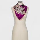 Women's Floral Print 10mm Silk Twill Square Scarf - A New Day