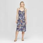Women's Floral Print Sleeveless V-neck Smocked Waist Maxi Dress - Xhilaration Navy