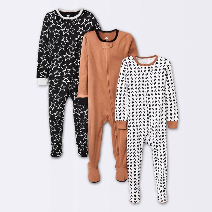 Baby 3pk Tight Fit Zip-up Sleep N' Play - Cloud Island Black