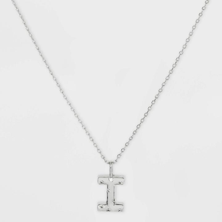 Silver Plated Cubic Zirconia 'i' Pendant Necklace - A New Day