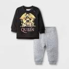 Baby Boys' 2pc Queen Long Sleeve Fleece Pullover And Jogger Set - Black Newborn