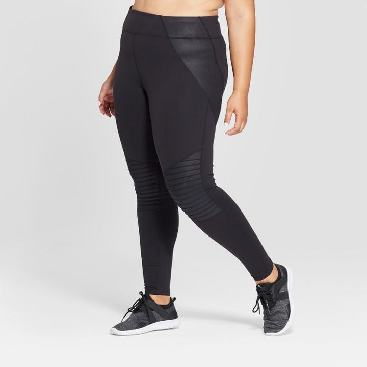 Women's Plus Size Premium Mid-rise Moto Leggings - Joylab Black