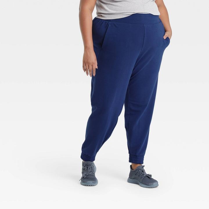 Women's Plus Size Mid-rise French Terry Joggers 28 - All In Motion Sapphire Blue