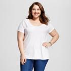 Women's Plus Size Scoop Neck T-shirt - Ava & Viv - White
