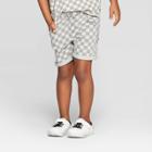 Toddler Boys' Checkered Jean Shorts - Art Class White/dark Gray