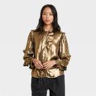 Women's Balloon Long Sleeve Woven Blouse - Who What Wear Gold