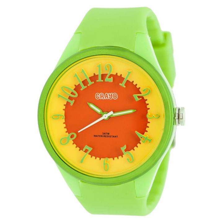 Women's Crayo Burst Silicone Strap Watch-lime,