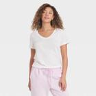 Women's Short Sleeve V-neck T-shirt - A New Day White