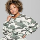 Women's Plus Size Camo Print V-neck Sweatshirt - Wild Fable Green