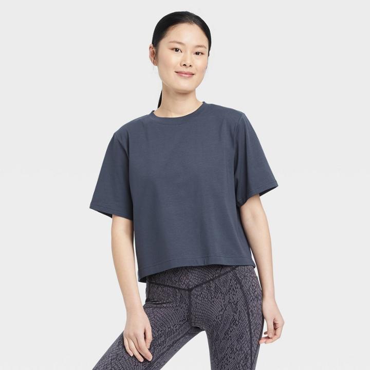 Women's Supima Cotton Short Sleeve Top - All In Motion Charcoal Gray