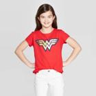 Dc Comics Girls' Wonder Woman Short Sleeve T-shirt - Red
