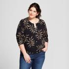 Women's Plus Size Printed Any Day Cardigan - A New Day Black/cream X