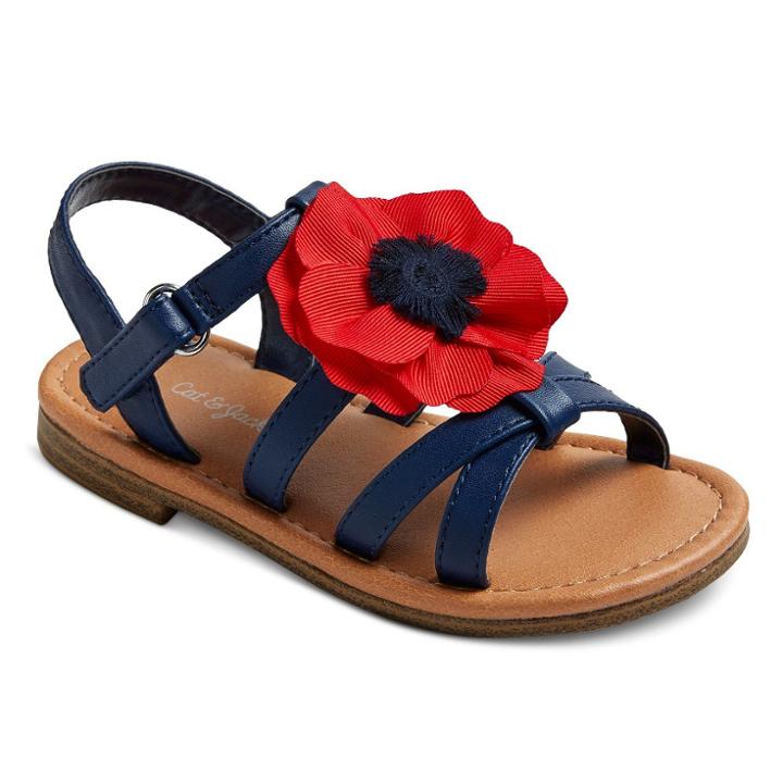 Toddler Girls' Orsa Large Poppy Flower On Slide Sandals Cat & Jack - Navy (blue)