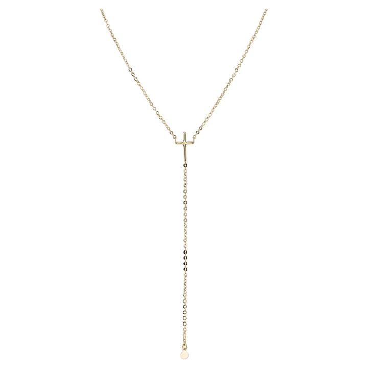 Target Women's Cross Y-necklace In Silver Plated - Gold