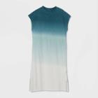 Women's Sleeveless Dip Dye T-shirt Dress - Universal Thread Blue