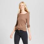 Women's Long Sleeve Rib T-shirt - Mossimo Supply Co. Brown