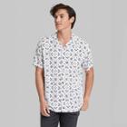 Men's Printed Standard Fit Short Sleeve Button-down Shirt - Original Use White/shapes
