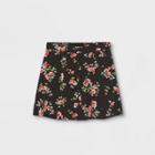 Girls' Floral Button-front Skirt - Art Class Black