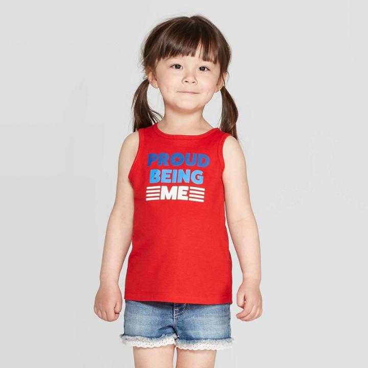 Toddler Girls' 'proud Being Me' Graphic Tank Top - Cat & Jack Red