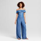 Women's Ruffle Off The Shoulder Jumpsuit - Xhilaration (juniors') Indigo (blue)