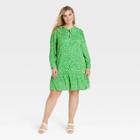 Women's Plus Size Puff Long Sleeve Dress - Who What Wear Green Floral