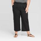 Women's Plus Size Belted Cropped Wide Leg Pants - Ava & Viv Black
