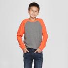 Boys' Long Sleeve T-shirt - Cat & Jack Orange/gray