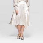 Women's Mid-rise Satin Scarf Hem Midi Asymmetric Skirt - Prologue White 2, Women's, Gray