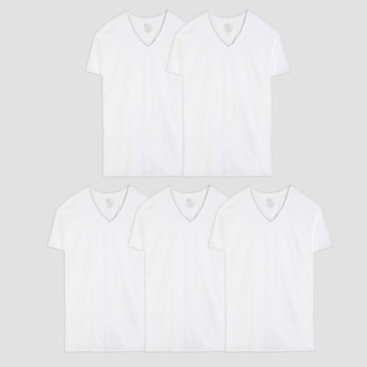 Fruit Of The Loom Men's 5pk V-neck T-shirt - White