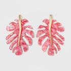 Sugarfix By Baublebar Resin Monstera Leaf Earrings - Strawberry, Girl's