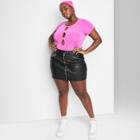 Women's Plus Size Faux Leather Moto Mini Skirt - Wild Fable Black