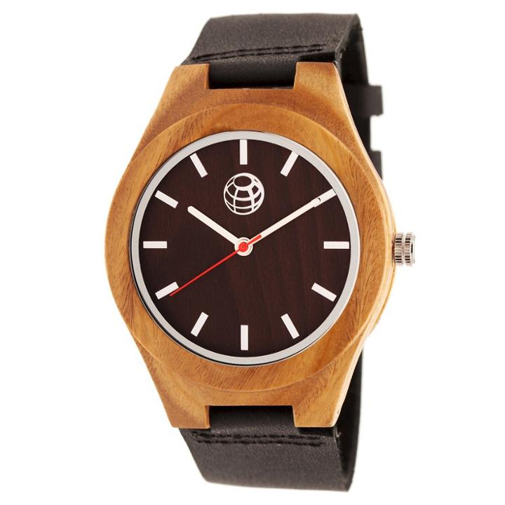 Earth Wood Goods Earth Wood Aztec Men's Leather-band Watch - Dark Brown/black, Dark Oak