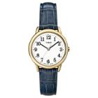 Women's Timex Watch With Blue Leather Strap  Gold Tone T2n954jt
