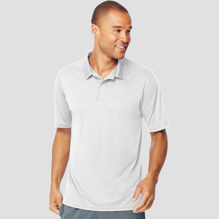 Hanes Men's Short Sleeve Cooldri Pique Polo Shirt - White