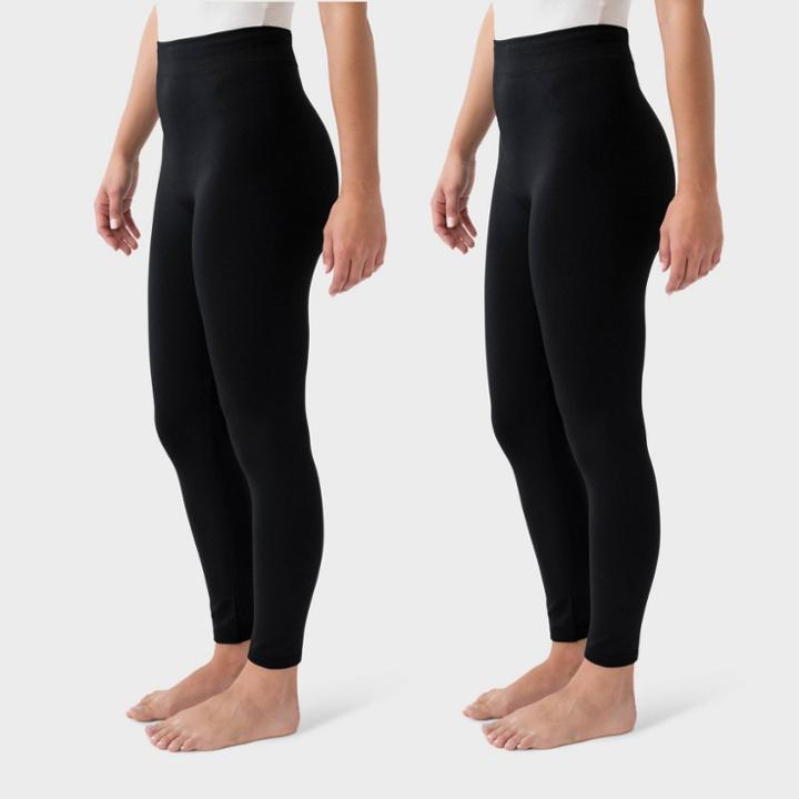 Muk Luks Women's 2pk Fleece Lined Tapered Leggings - Black