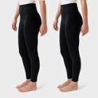 Muk Luks Women's 2pk Fleece Lined Tapered Leggings - Black