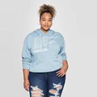 Mighty Fine Women's Amour Plus Size Long Sleeve Graphic Cropped Sweatshirt (juniors') - Light Blue 1x, Women's,