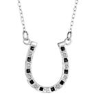 Target Sterling Silver Horseshoe Necklace With Diamond Accents - White, Women's