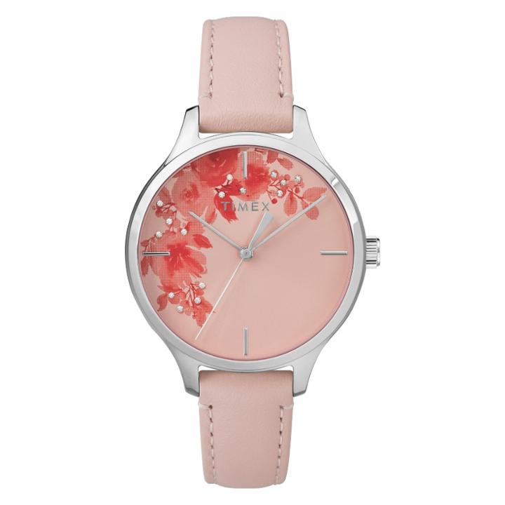 Women's Timex Crystal Bloom Watch With Leather Strap - Pink Tw2r66600jt