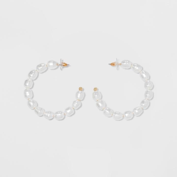 Sugarfix By Baublebar Pearl Hoop Earrings - Pearl, Girl's