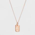 Sterling Silver Initial T Cubic Zirconia Necklace - A New Day Rose Gold, Rose Gold - T