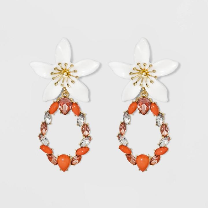 Sugarfix By Baublebar Mixed Media Flower Drop Earrings - Coral, Girl's