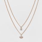 Half Circle With Stone Two Row Short Necklace - A New Day Rose Gold