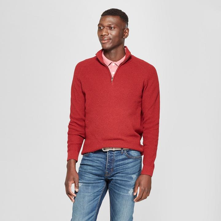 Men's Quarter Zip Sweater - Goodfellow & Co Red