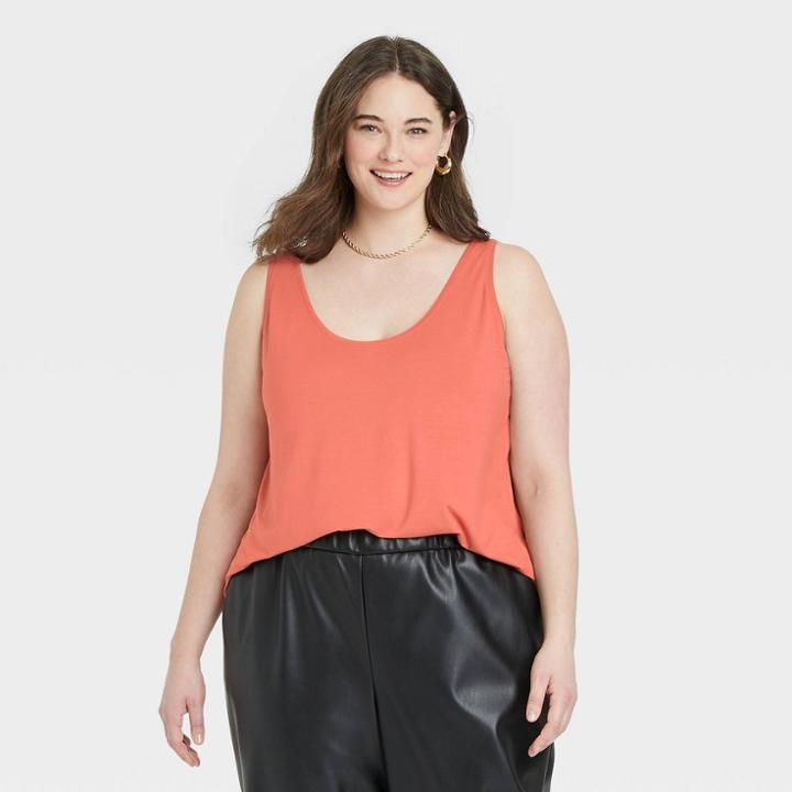Women's Plus Tank Top - A New Day Orange