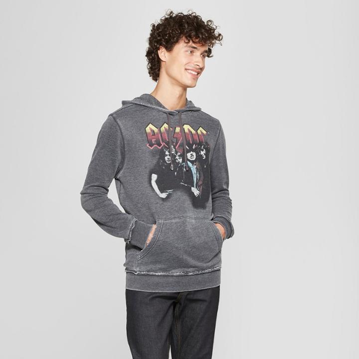 Junk Food Men's Ac/dc Long Sleeve Hooded Sweatshirt - Jet Black