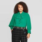 Women's Plus Size Balloon Long Sleeve Collared Tie Front Blouse - Who What Wear Shady Hollow X, Women's