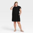 Women's Plus Size Ruffle Short Sleeve Dress - A New Day Black