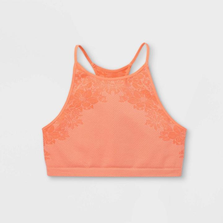 Girls' Floral Seamless Bra - All In Motion Orange
